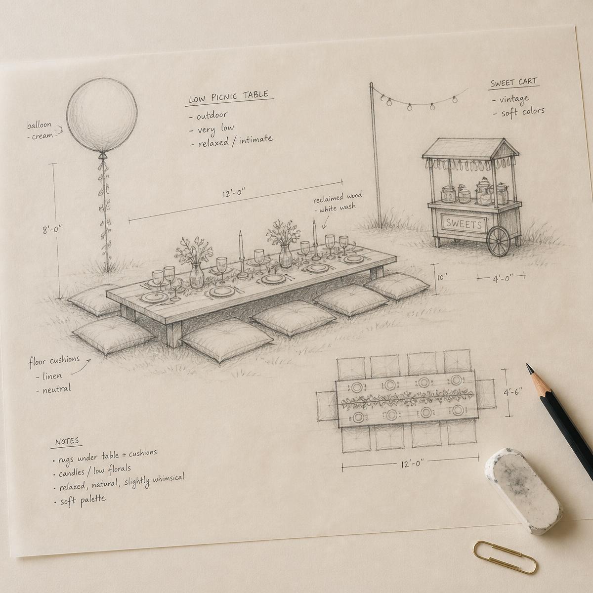Horse Party — pencil plan