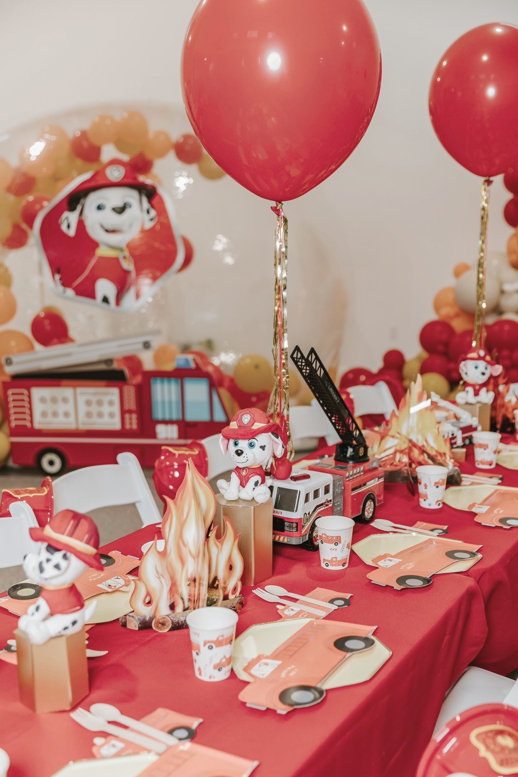 Close detail of a red table setting